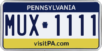 PA license plate MUX1111