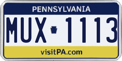 PA license plate MUX1113