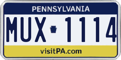 PA license plate MUX1114