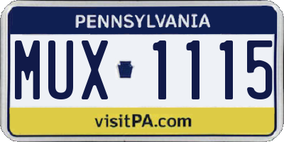 PA license plate MUX1115