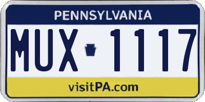 PA license plate MUX1117