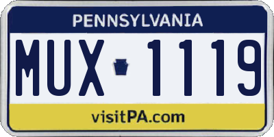 PA license plate MUX1119