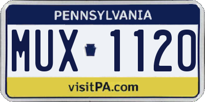 PA license plate MUX1120
