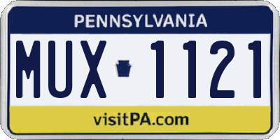 PA license plate MUX1121