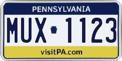 PA license plate MUX1123