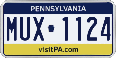PA license plate MUX1124