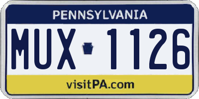PA license plate MUX1126