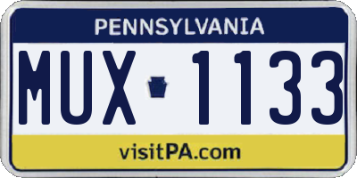 PA license plate MUX1133