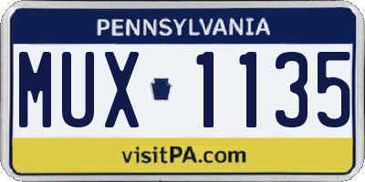 PA license plate MUX1135