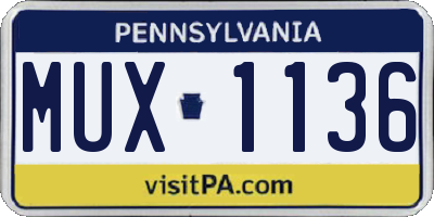 PA license plate MUX1136