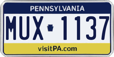 PA license plate MUX1137