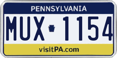 PA license plate MUX1154