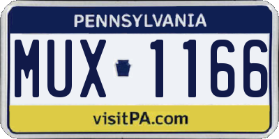 PA license plate MUX1166