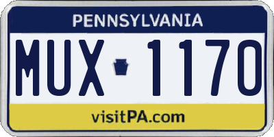 PA license plate MUX1170