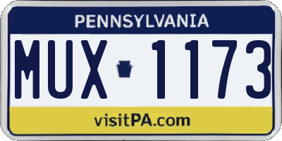 PA license plate MUX1173