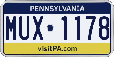 PA license plate MUX1178