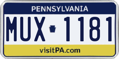 PA license plate MUX1181