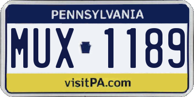 PA license plate MUX1189