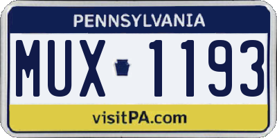 PA license plate MUX1193