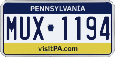 PA license plate MUX1194