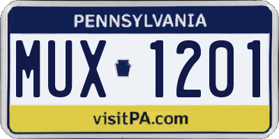 PA license plate MUX1201