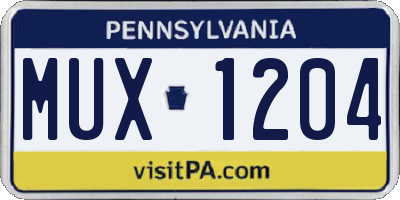 PA license plate MUX1204