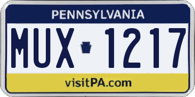 PA license plate MUX1217