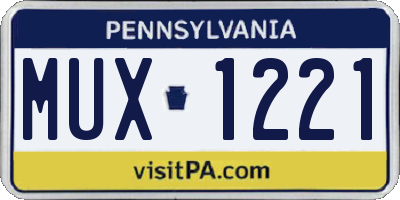 PA license plate MUX1221
