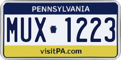 PA license plate MUX1223