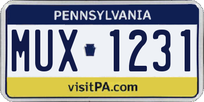 PA license plate MUX1231