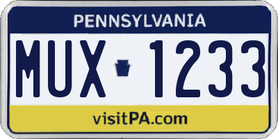 PA license plate MUX1233