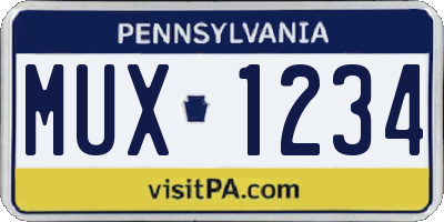 PA license plate MUX1234