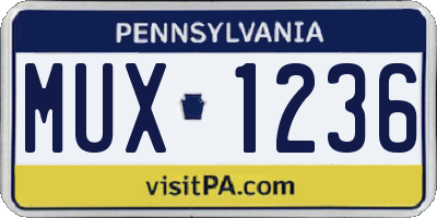 PA license plate MUX1236