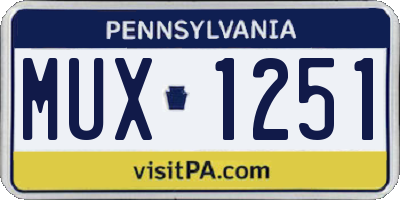 PA license plate MUX1251