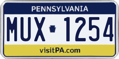 PA license plate MUX1254