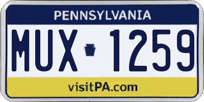 PA license plate MUX1259