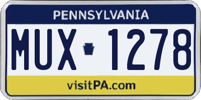 PA license plate MUX1278