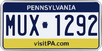 PA license plate MUX1292