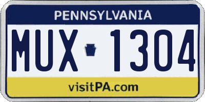 PA license plate MUX1304