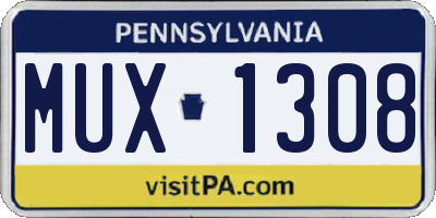 PA license plate MUX1308