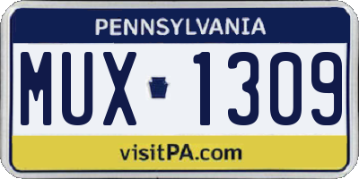 PA license plate MUX1309