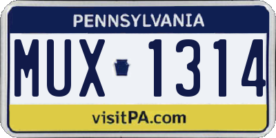 PA license plate MUX1314