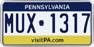 PA license plate MUX1317