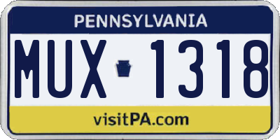 PA license plate MUX1318