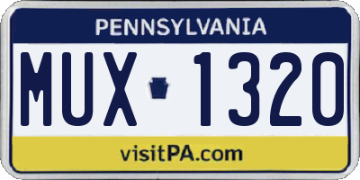 PA license plate MUX1320