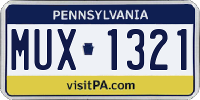 PA license plate MUX1321