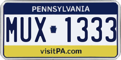 PA license plate MUX1333