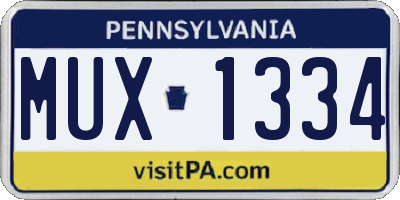 PA license plate MUX1334