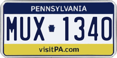 PA license plate MUX1340