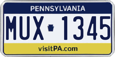 PA license plate MUX1345